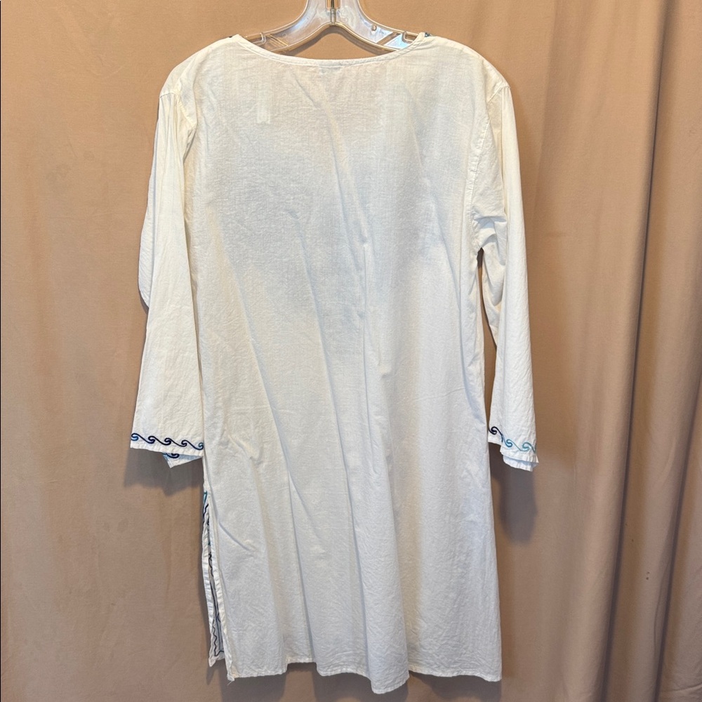 White Tunic with Blue Embroidery - Picture 5 of 6